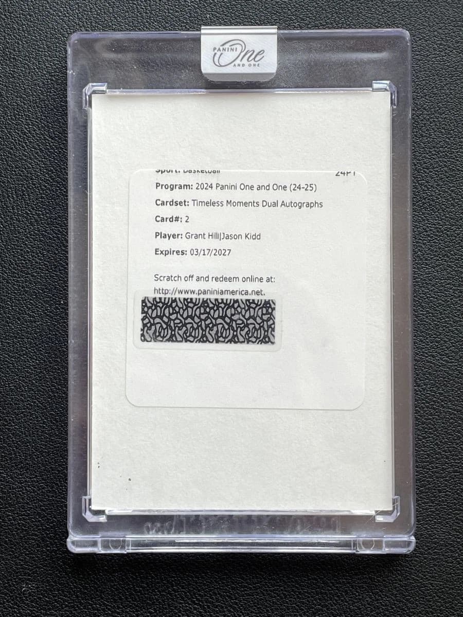 2024 Panini One And One Grant Hill Jason Kidd Timeless Moments Dual Auto /25