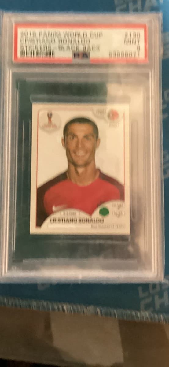 2018 Panini World Cup Stickers Black Back #130 Cristiano Ronaldo Psa 9