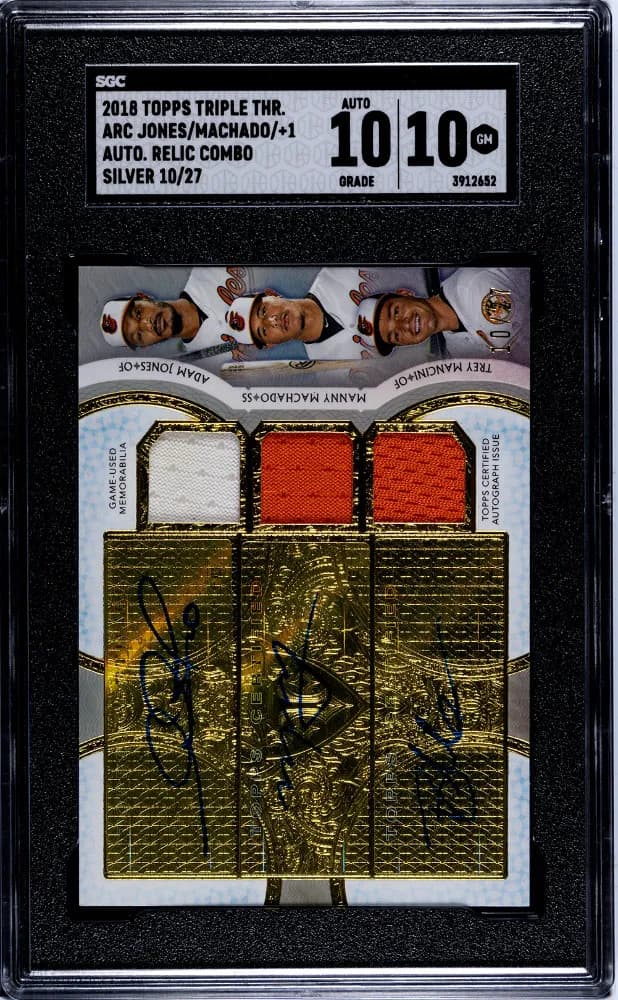 2018 Topps Triple Threads Machado Mancini Jones #ARC-AMT  Combo SGC 10 Auto 10