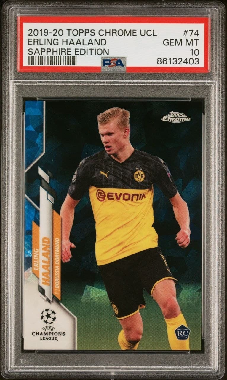 ERLING HAALAND 2019-20 Topps Chrome SAPPHIRE #74 RC Rookie PSA 10 Dortmund