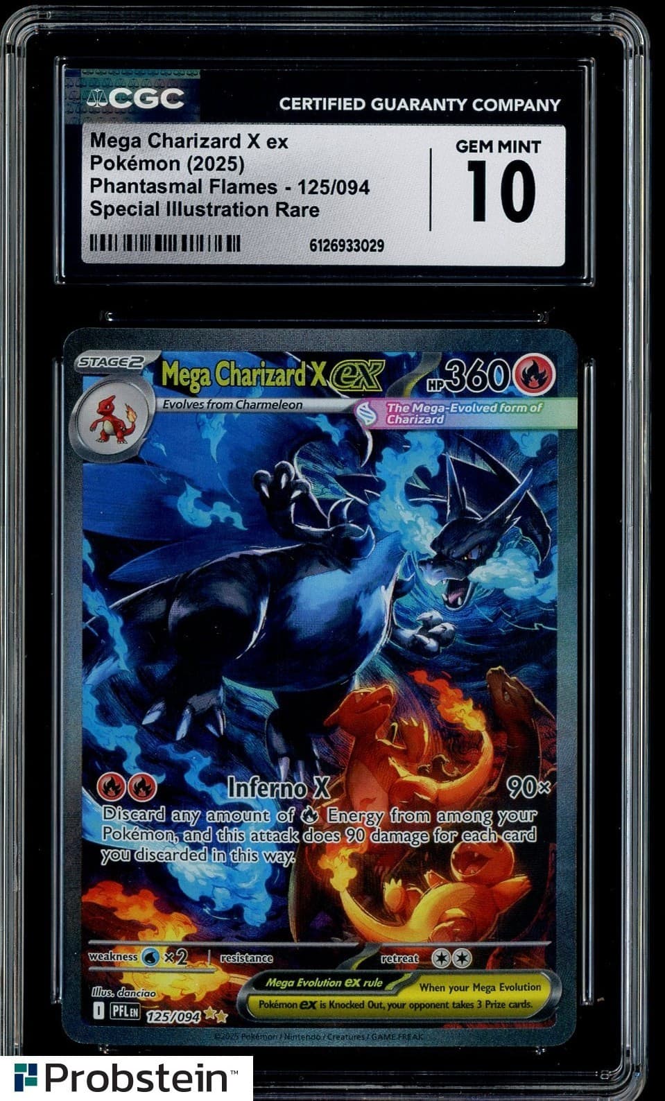 2025 Pokemon Pfl En-Phantasmal Flames #125 Mega Charizard X Ex Cgc 10 Gem Mint