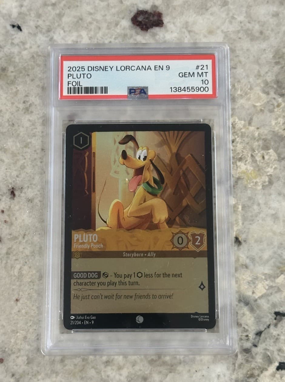 2025 DISNEY LORCANA EN 9-FABLED 21 PLUTO - FRIENDLY POOCH FOIL PSA 10 POP 1