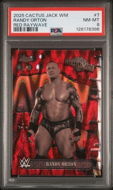 2025 Topps Chrome x Cactus Jack Wrestlemania Randy Orton Red Raywave /5 #7 PSA 8