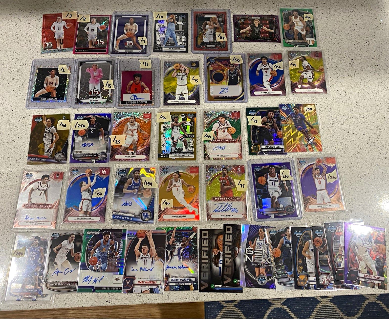 NCAA Basketball Mens Womens Card Lot Autos Numbered Parallels 1/1 Boozer