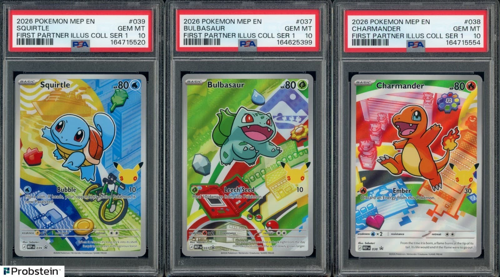 2026 POKEMON FIRST PARTNER ILLUSTRATION COLLECTION SERIES 1 PSA 10 SET of (3)