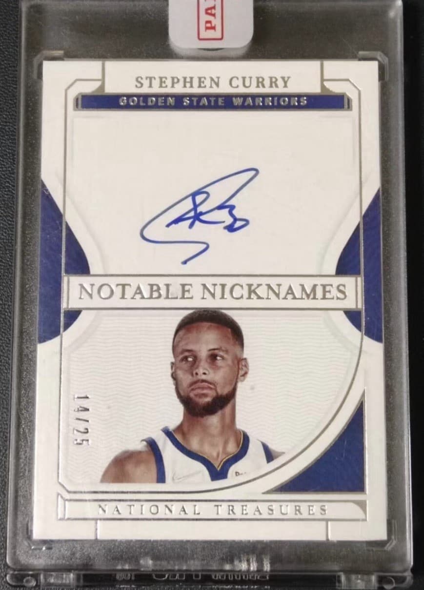 2021 Panini National Treasures Stephen Curry Notable Nicknames Auto /25