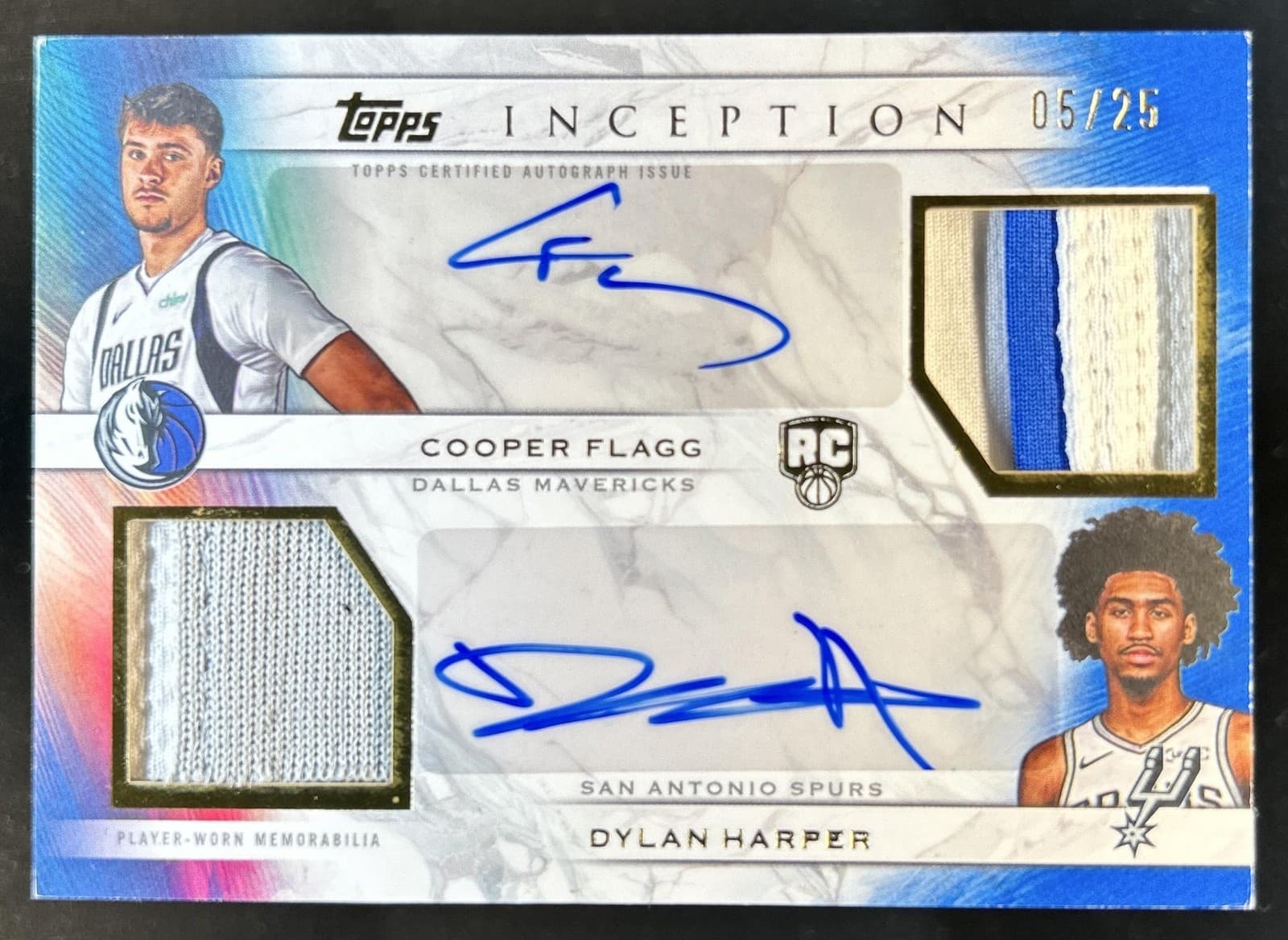2025-26 Topps Inception Cooper Flagg Dylan Harper Rookie Patch Auto Blue #/25
