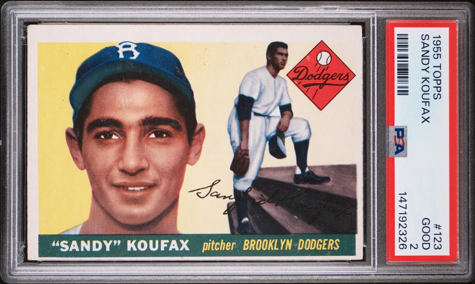 PSA 2 1955 Topps #123 Sandy Koufax Brooklyn Dodgers ROOKIE NEWLY GRADED