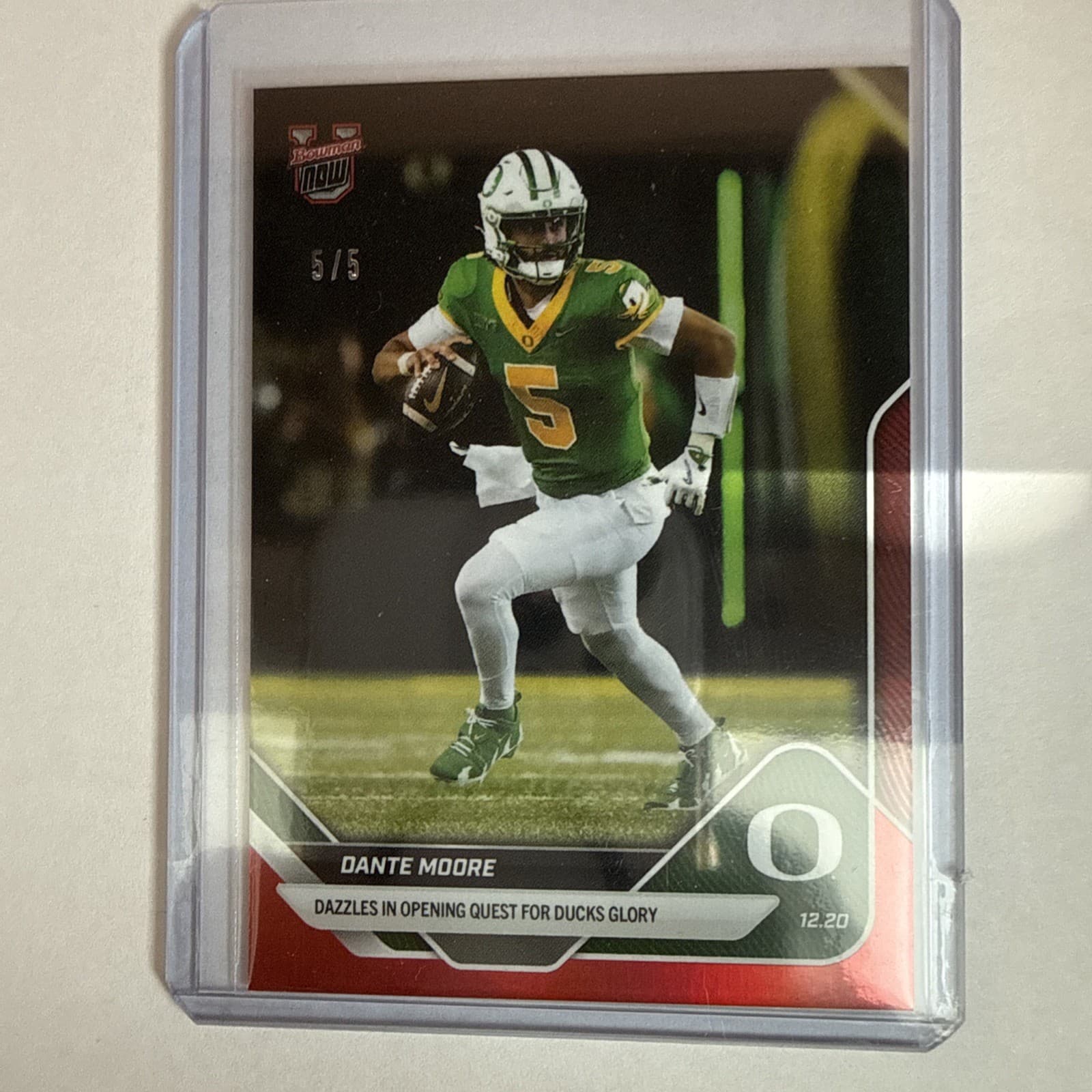 2025 Topps NOW Bowman U Red Foil DANTE MOORE Oregon 1/1 - 5/5/5 wow 3 fives !!!
