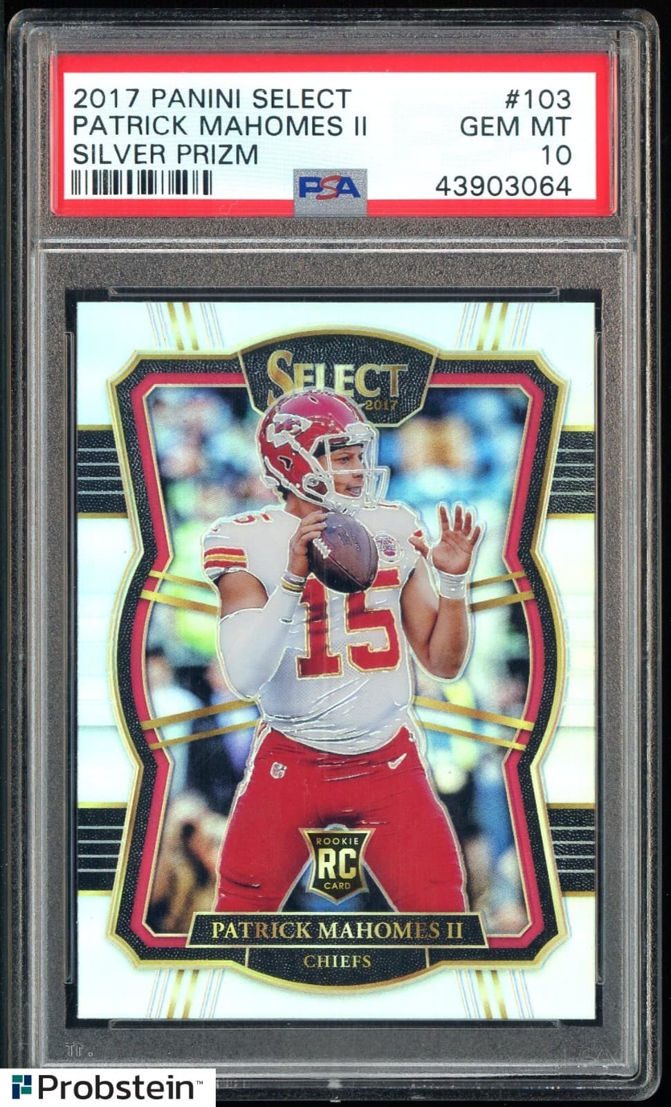 2017 Panini Select Silver Prizm #103 Patrick Mahomes II Chiefs RC Rookie PSA 10