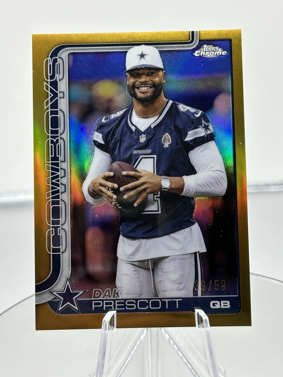 2025 Topps Chrome Football DAK PRESCOTT Gold /50 Image Variation Dallas Cowboys