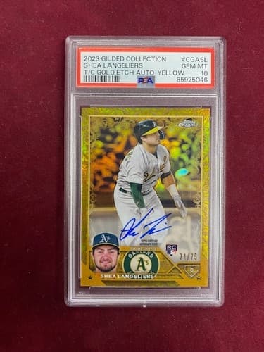 2023 Topps Gilded Collection Shea Langeliers PSA 10 AUTO GOLD ETCH YELLOW RC /75