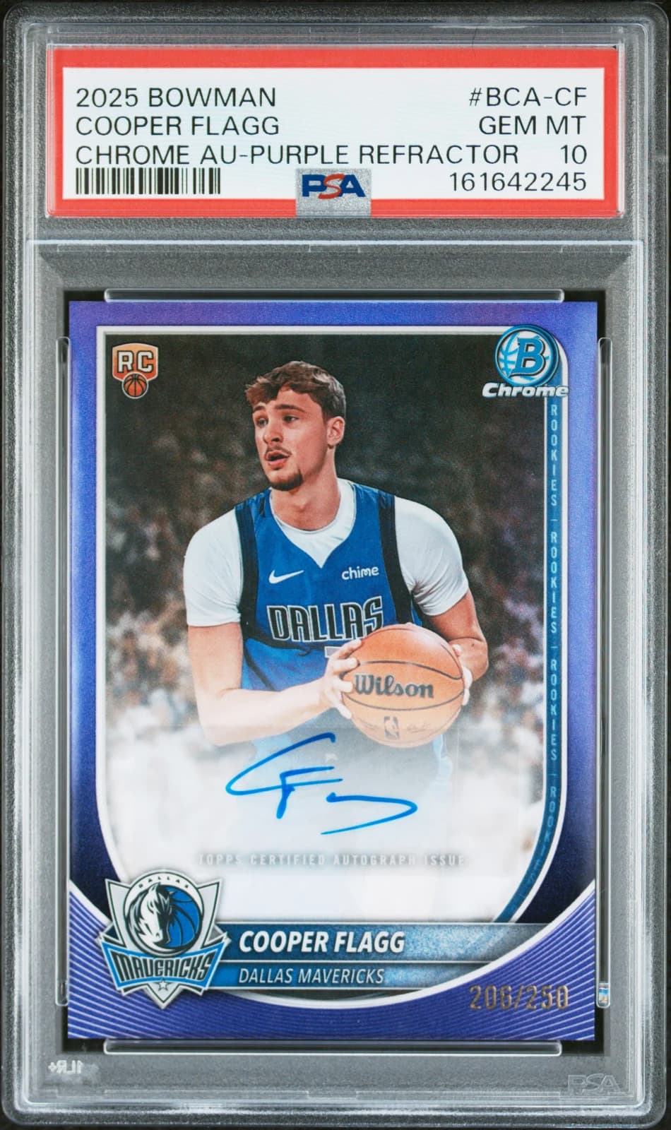 2025 Bowman Chrome Autographs Cooper Flagg #BCA-CF Purple Refractor /250 PSA 10