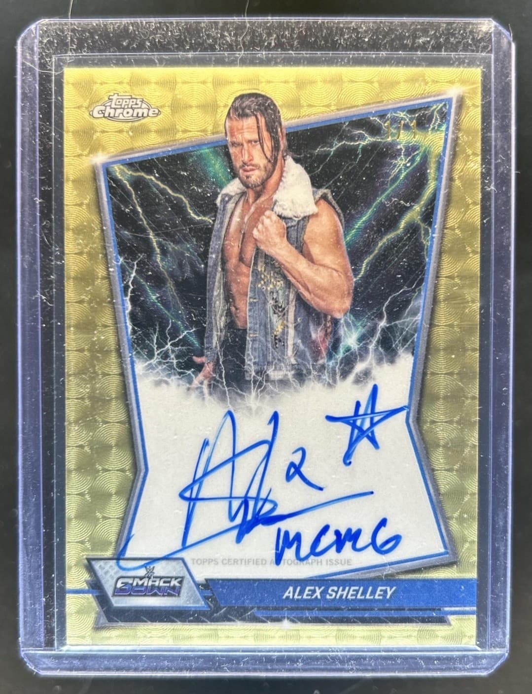 2026 Topps Chrome WWE Alex Shelley Blue Brand Auto Autograph SuperFractor #1/1