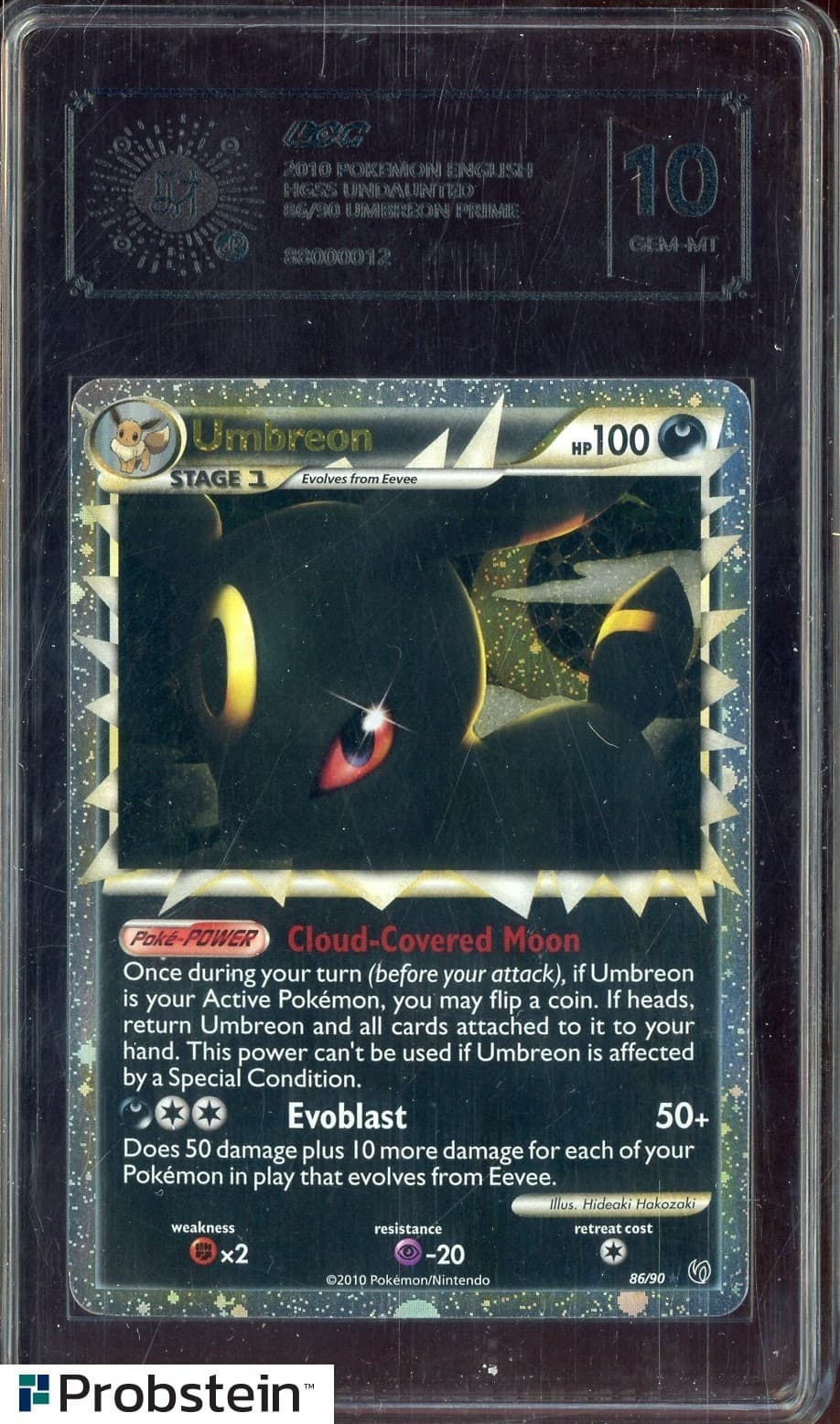2010 Pokemon HGSS Undaunted #86/90 Umbreon Prime Graded 10 GEM-MT