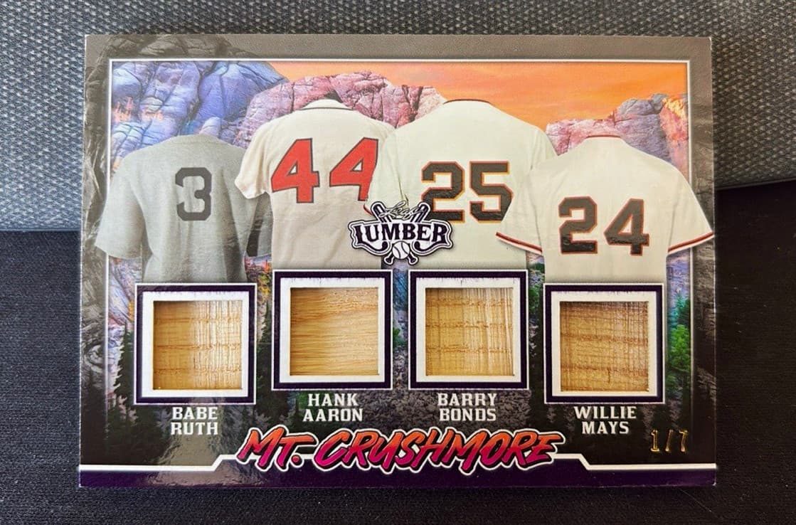 Leaf Lumber 2024 Mt. Crushmore MC-11 Ruth Aaron Bonds Mays Memorabilia 1/7