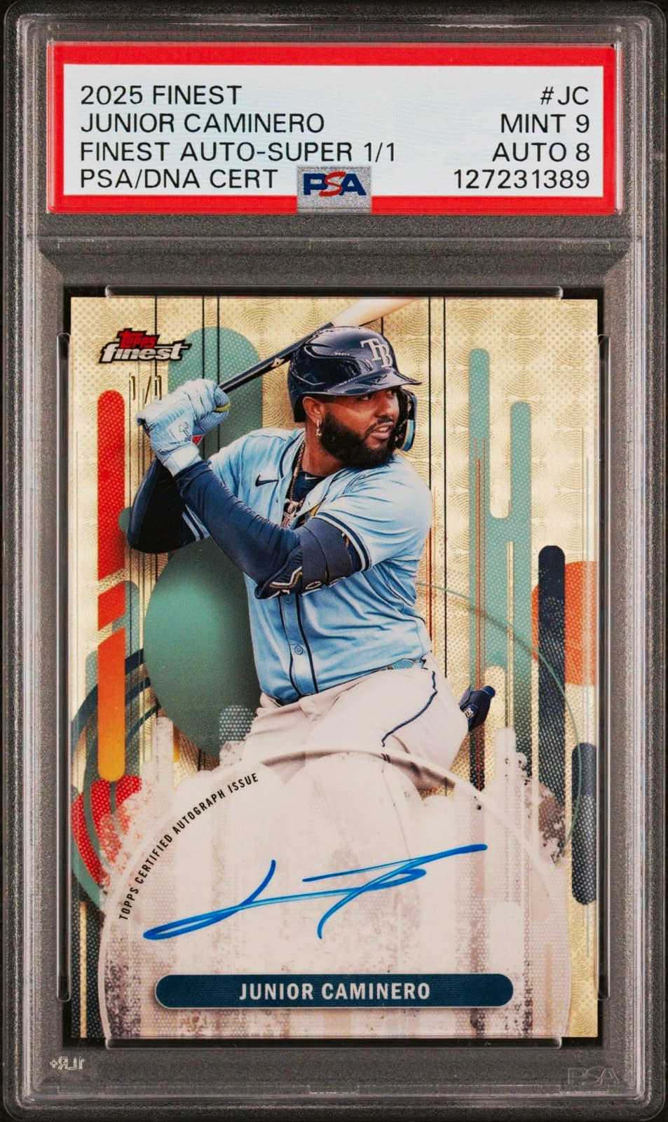 Topps 2025 Finest Autographs Junior Caminero FA-JC SuperFractor 1/1 