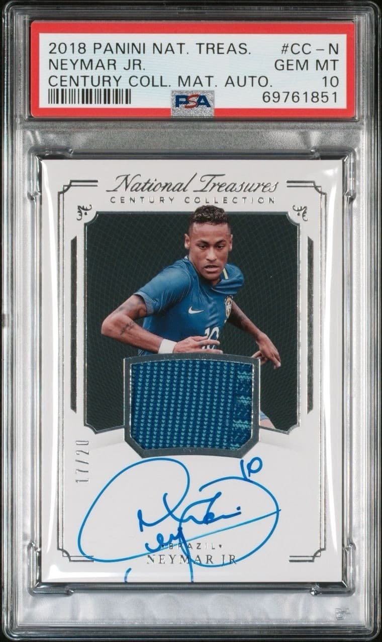 2018 National Treasures Neymar Jr Century Collection Patch Auto /20 PSA 10 Pop 1