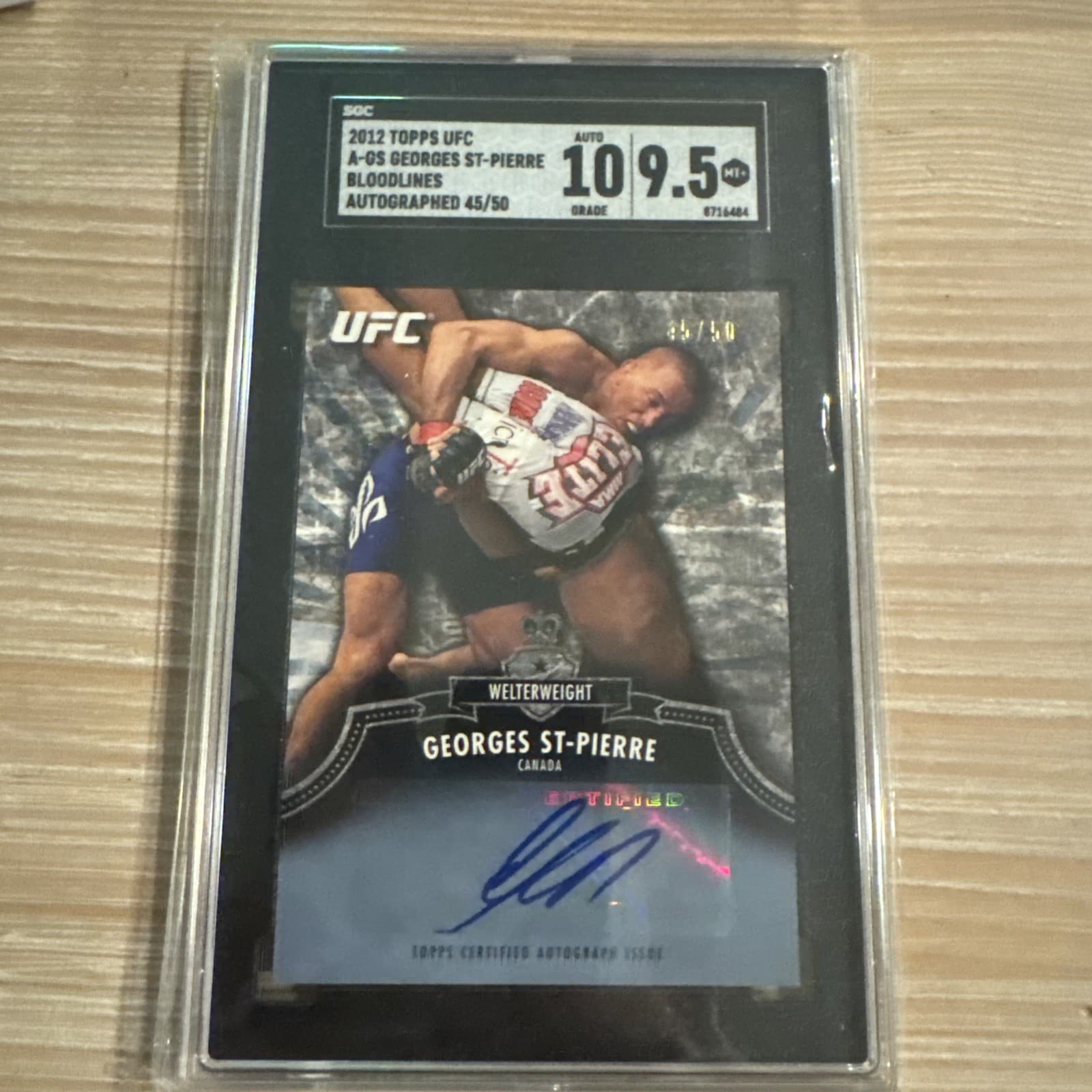 2012 Topps UFC Bloodlines Georges St-Pierre GSP Auto 48/50 SGC 9.5 10 Auto