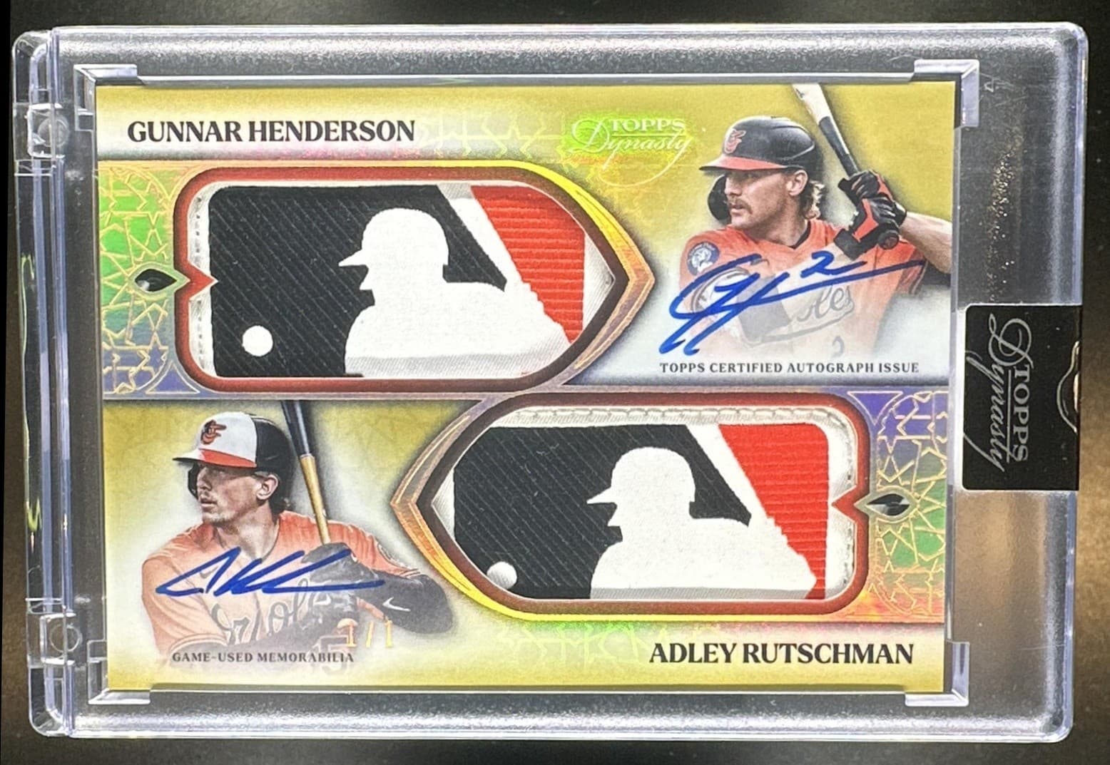 2025 Topps Dynasty Baseball Dual MLB Logo 1/1 Gunnar Henderson / Adley Rutschman