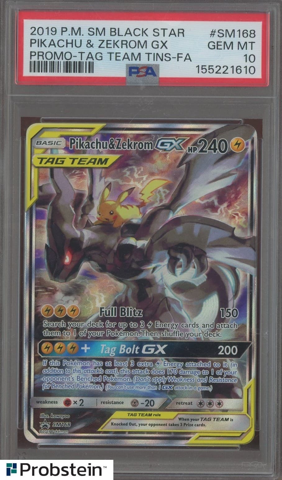 2019 Pokemon SM BSP Tag Team Tins #SM168 Pikachu & Zekrom GX PSA 10
