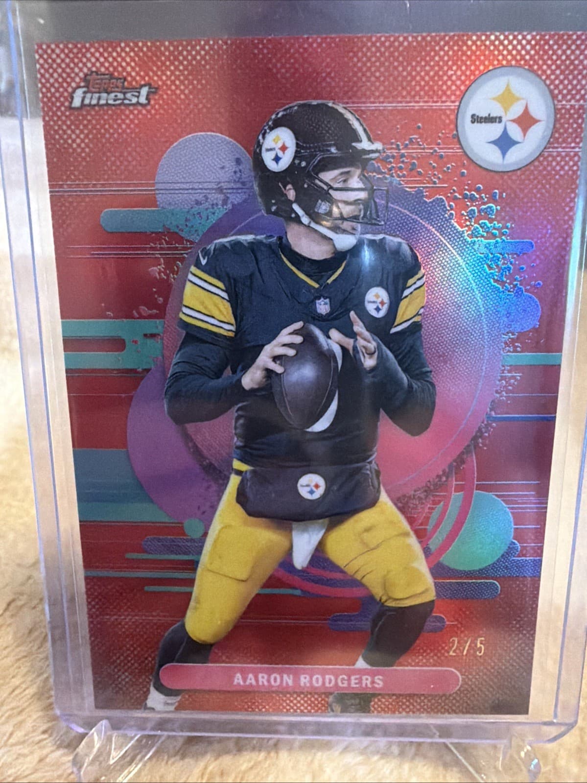 2025 Topps Finest - Aaron Rodgers 2/5! Red Uncommon! 💥 Steelers