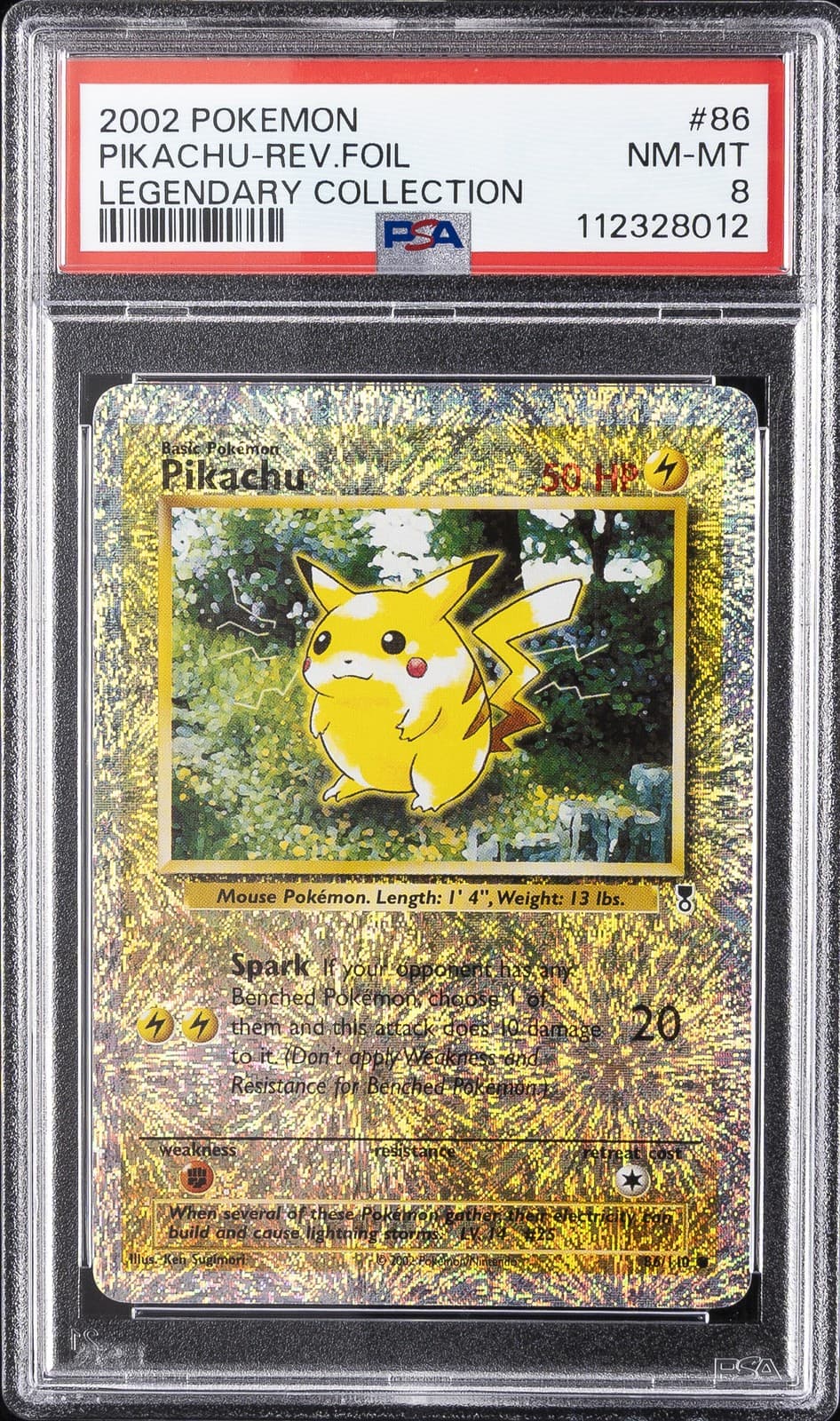 2002 Pokemon Legendary Collection #86 Pikachu-Reverse Foil Psa 8