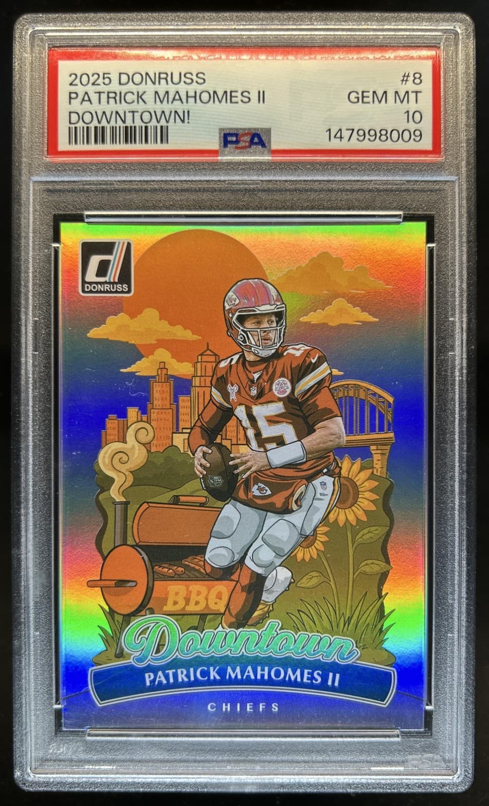 2025 Panini Donruss Patrick Mahomes Downtown! SP #8 Chiefs PSA 10 GEM MINT