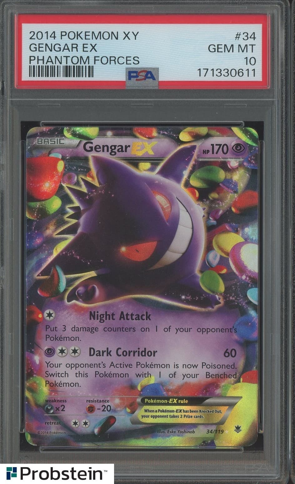 2014 Pokemon Xy Phantom Forces #34 Gengar Ex Psa 10 Gem Mint