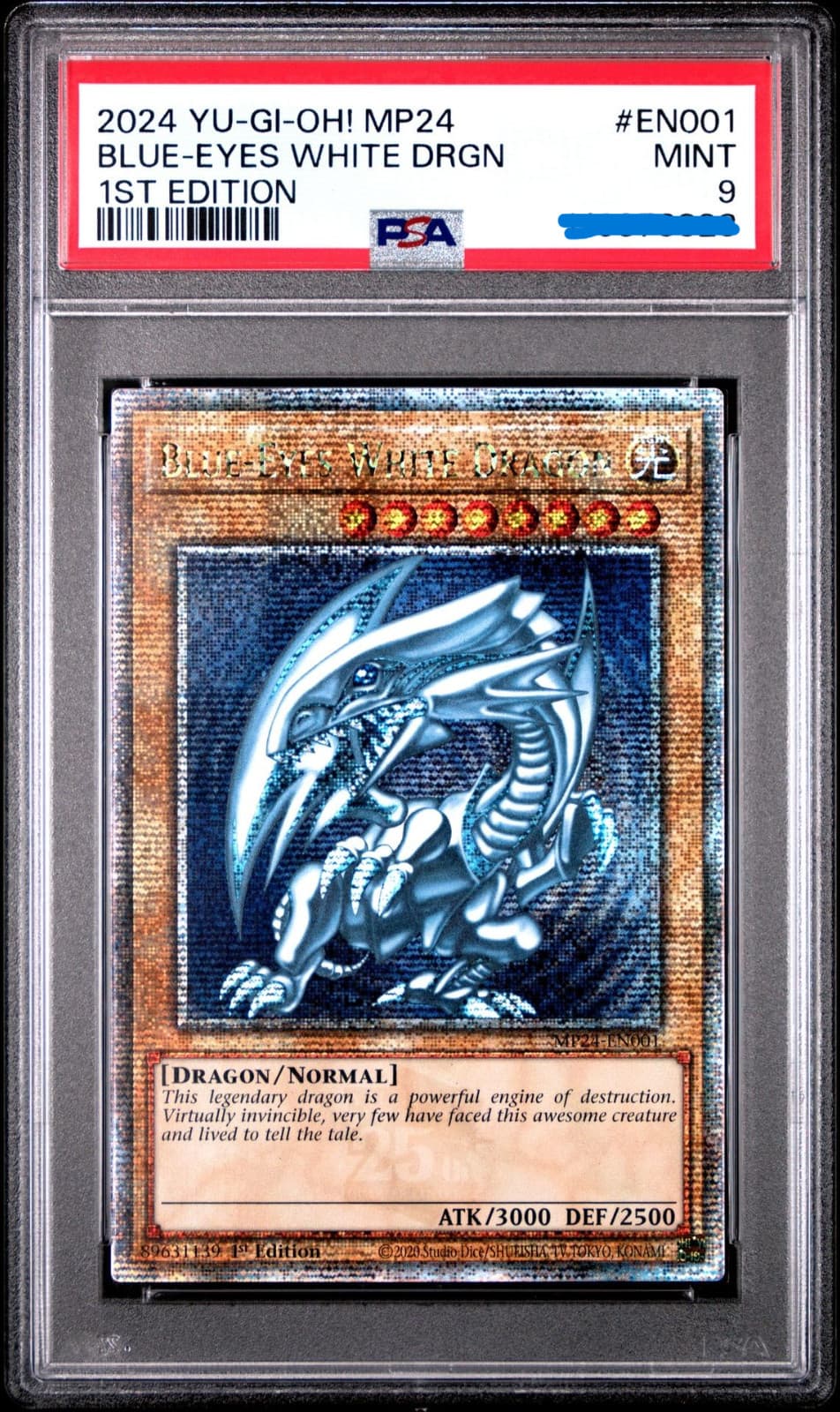 YUGIOH PSA 9 Blue-Eyes White Dragon MP24-EN001 QCR 1st Edition 