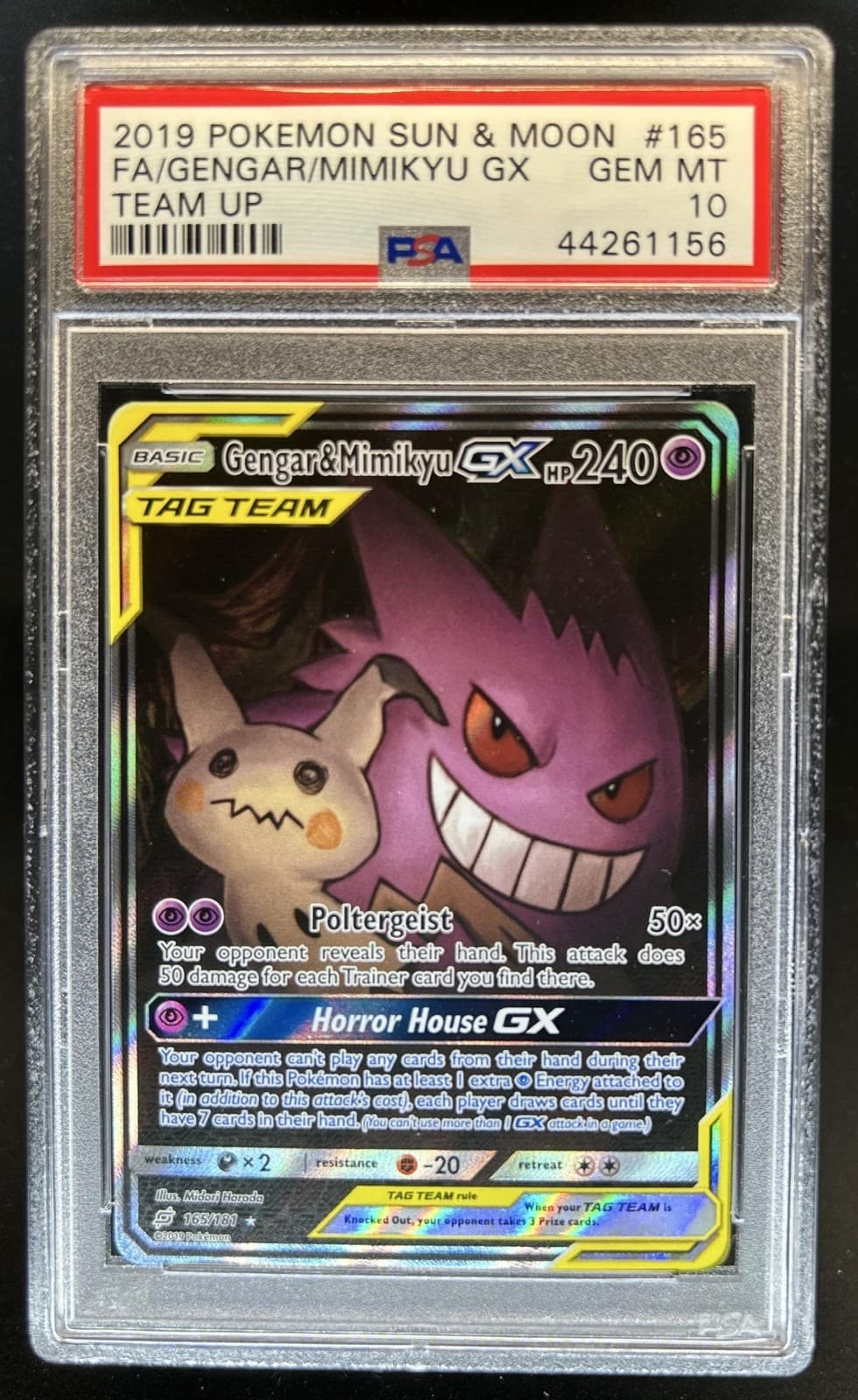 2019 Pokemon Sun & Moon Team Up Gengar Mimikyu #165/181 PSA 10 GEM MINT