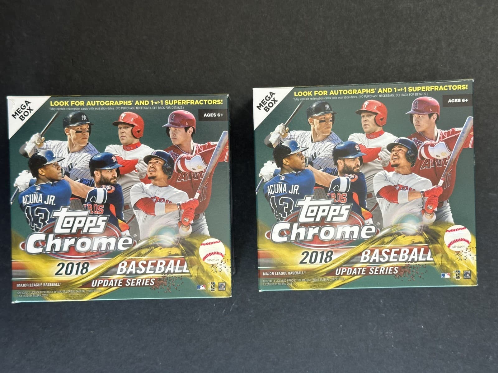 (2)2018 Topps Chrome Baseball Update Mega Box 7 Factory Sealed Pack Ohtani RC Yr