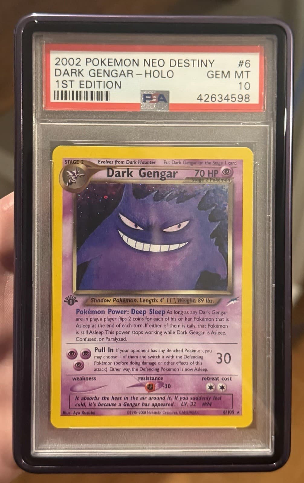 PSA 10 GEM MINT Dark Gengar 6/105 HOLO Neo Destiny 1ST EDITION Pokemon Card