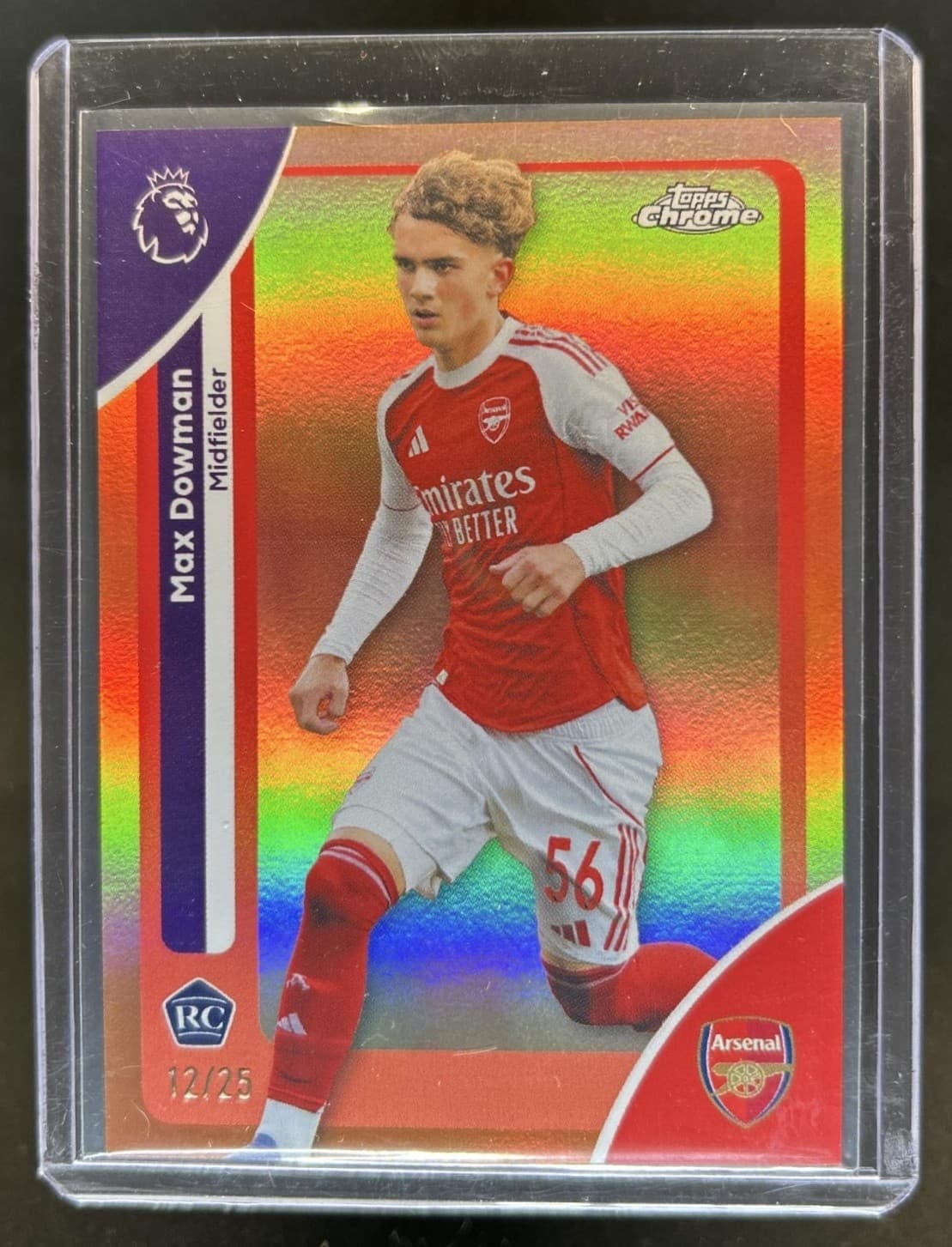 2026 Topps Chrome Premier League Max Dowman RC Orange Refractor #/25 Arsenal