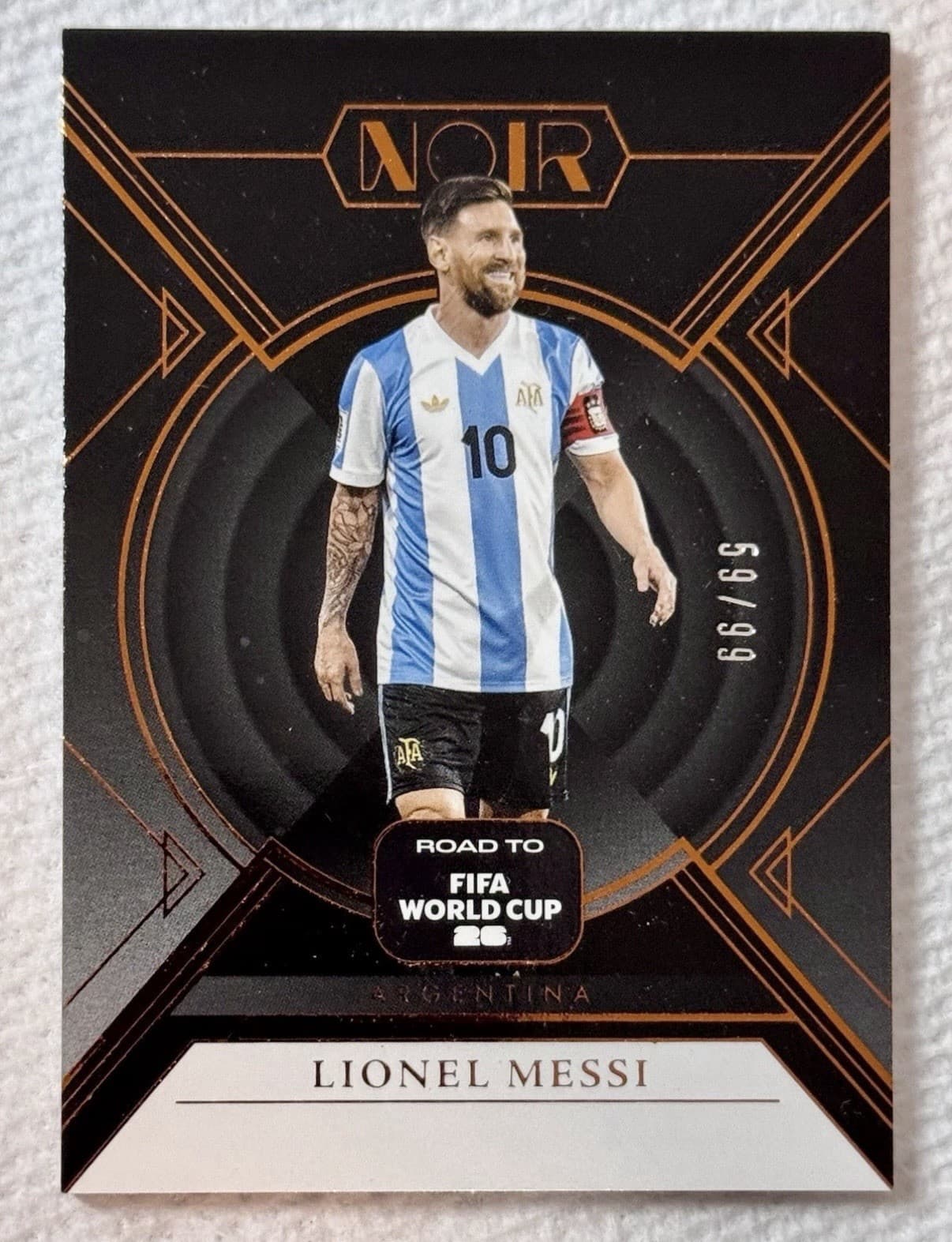 2025-26 Panini Noir Soccer Lionel Messi #5 Bronze /99 Argentina World Cup Card