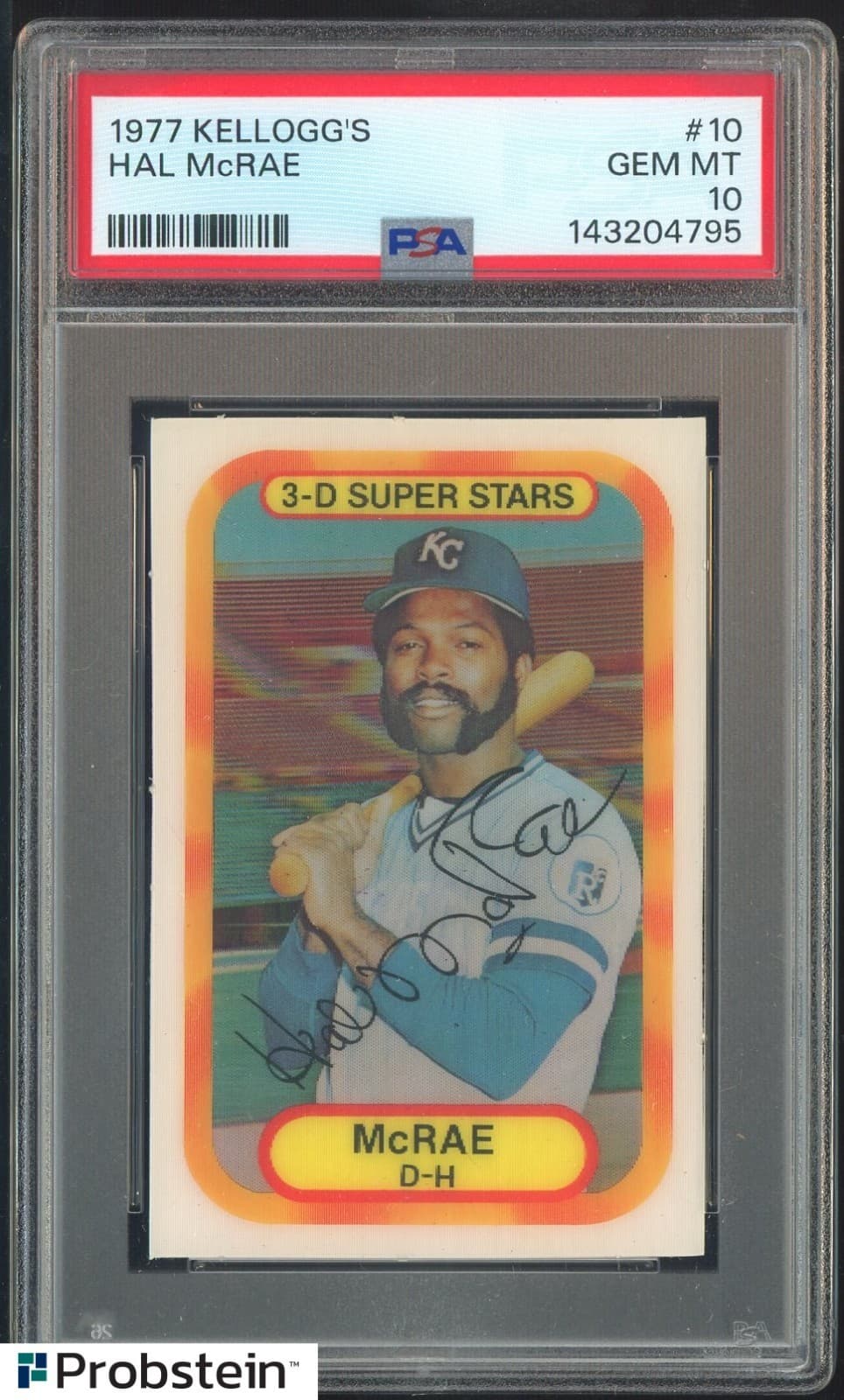 1977 Kellogg's 3-D #10 Hal McRae Kansas City Royals PSA 10 Gem Mint