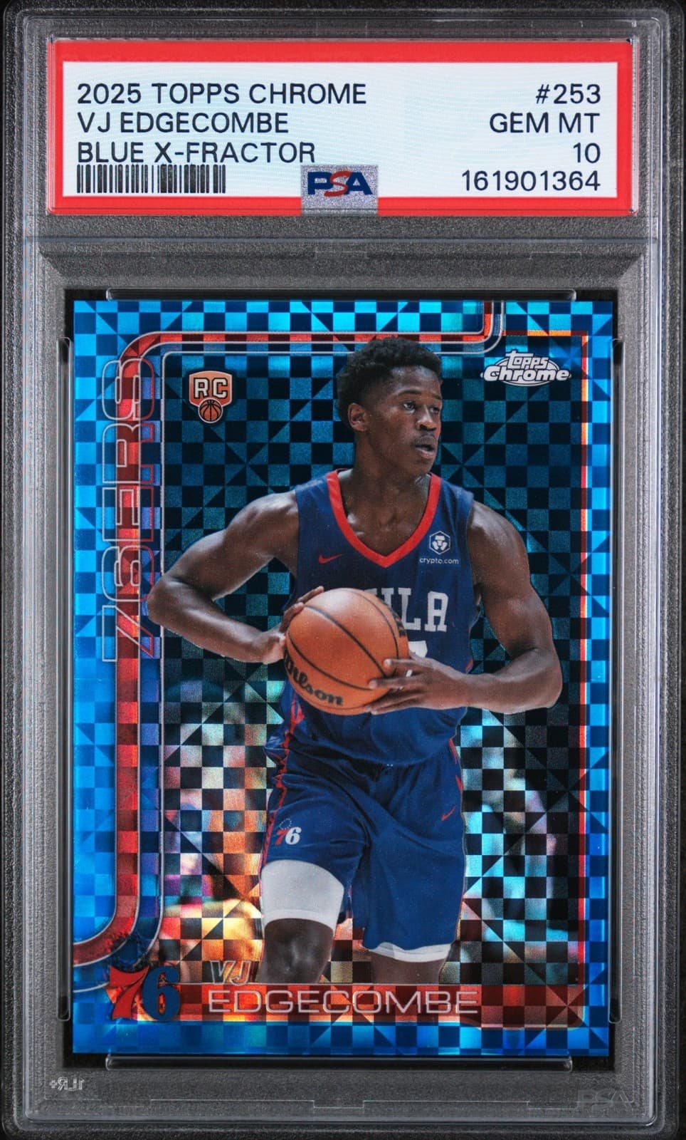 💥2025-26 Topps Chrome update VJ Edgecombe #253 rookie Blue X-Fractor (RC) PSA10
