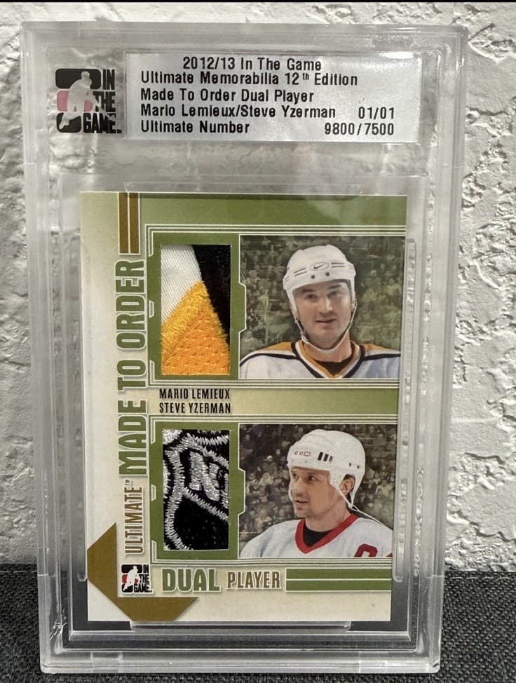 * 1/1 * 2012 Mario Lemieux / Steve Yzerman Nhl Shield Patch *Encased in the Game