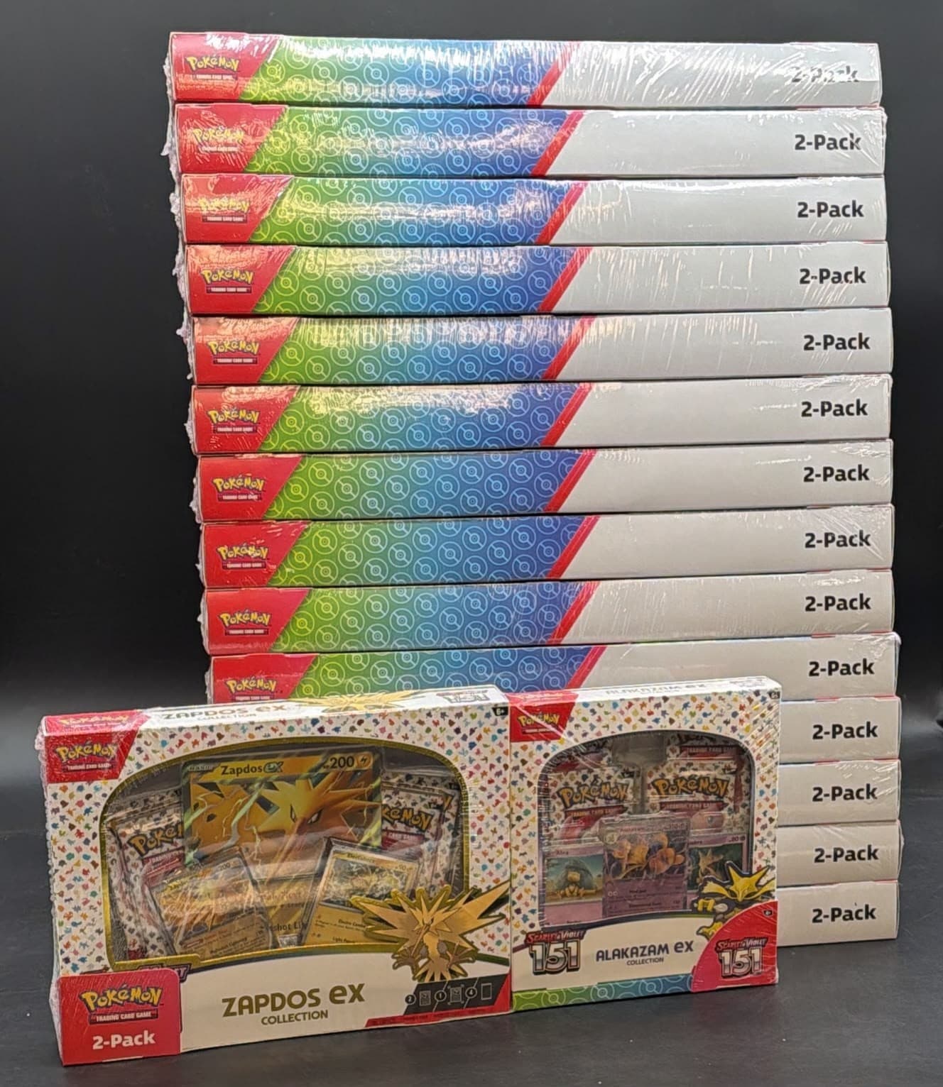 Lot of (15) Pokemon 151 Costco 2-Pk Zapdos & Alakazam ex Collection Boxes SEALED