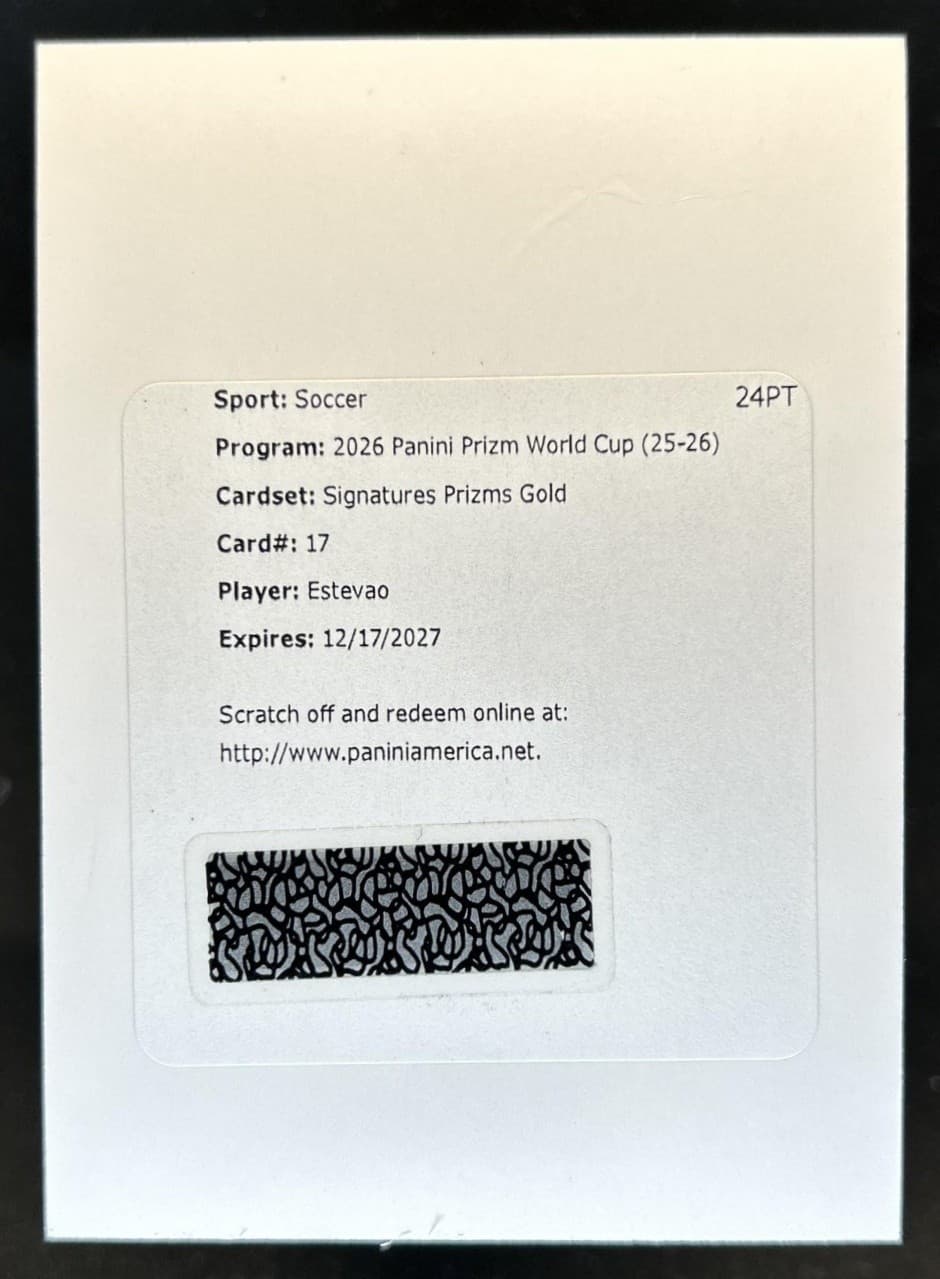 2025-26 Panini Prizm World Cup Signatures Gold Prizm Estevao Redemption #17