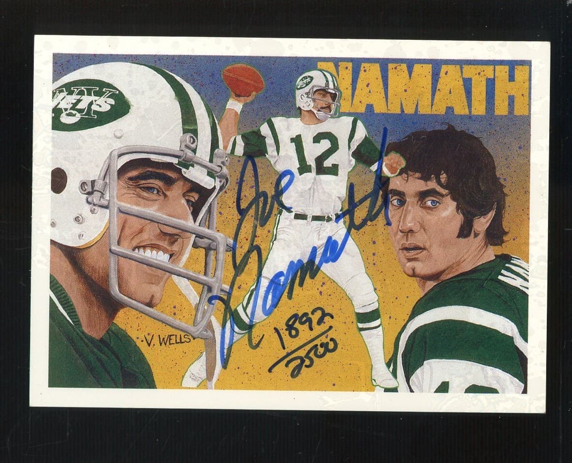 1991 UD Football Heroes #18 Joe Namath Jets HOF ON CARD AUTO /2500