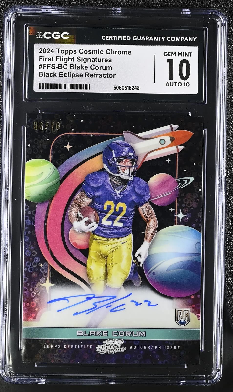 2024 Topps Cosmic  Blake Corum #FFS-BC Black Eclipse /10   CGC 10 Auto 10