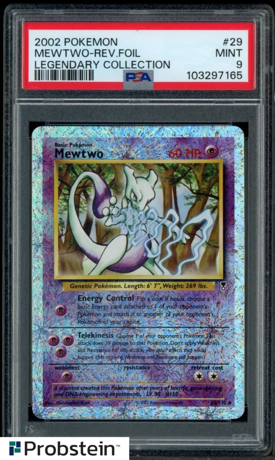 2002 Pokemon Legendary Collection Reverse Holo Foil #29 Mewtwo PSA 9 MINT
