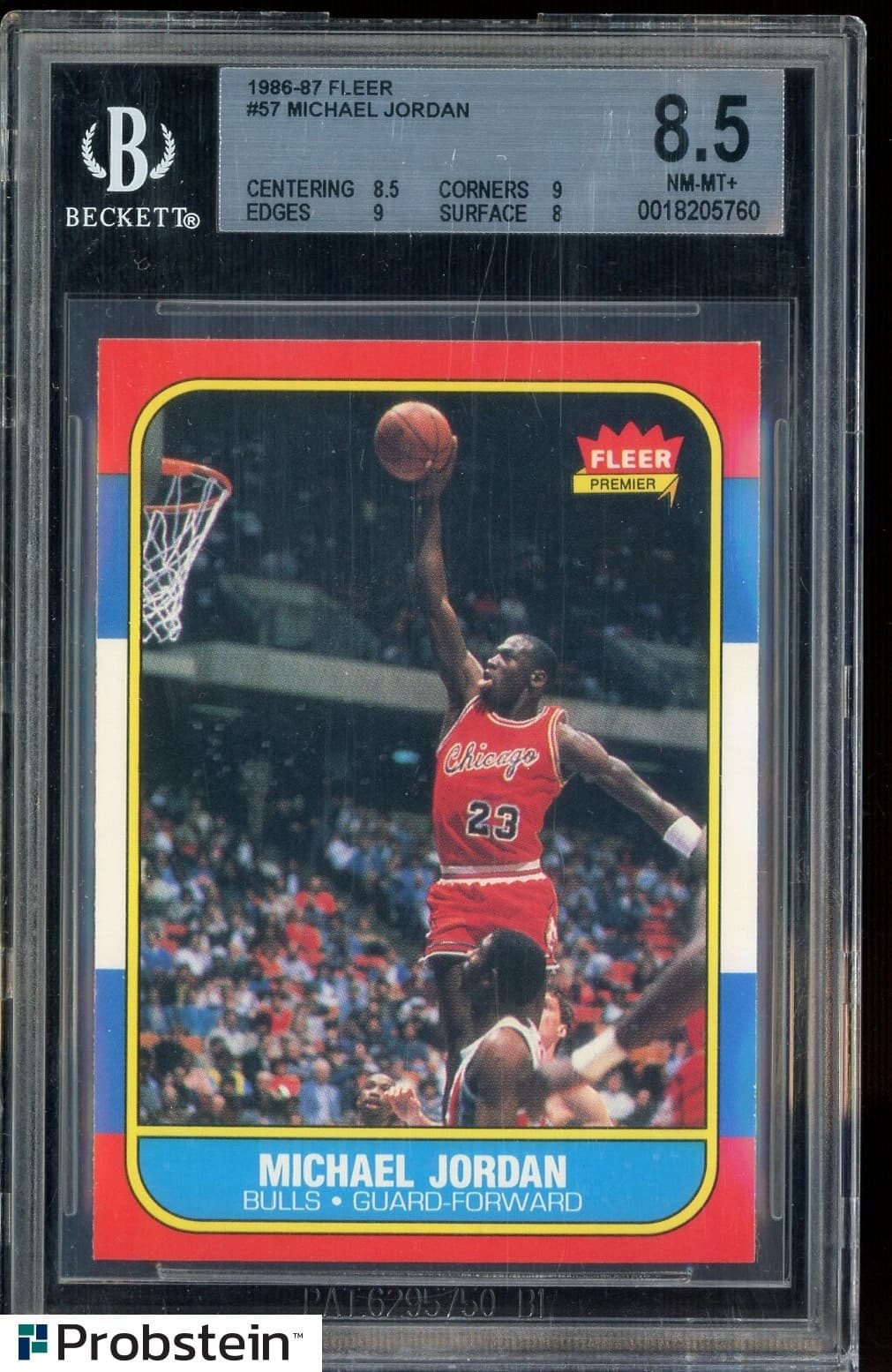 1986-87 Fleer Basketball #57 Michael Jordan RC Rookie HOF BGS 8.5 w/ (2) 9's