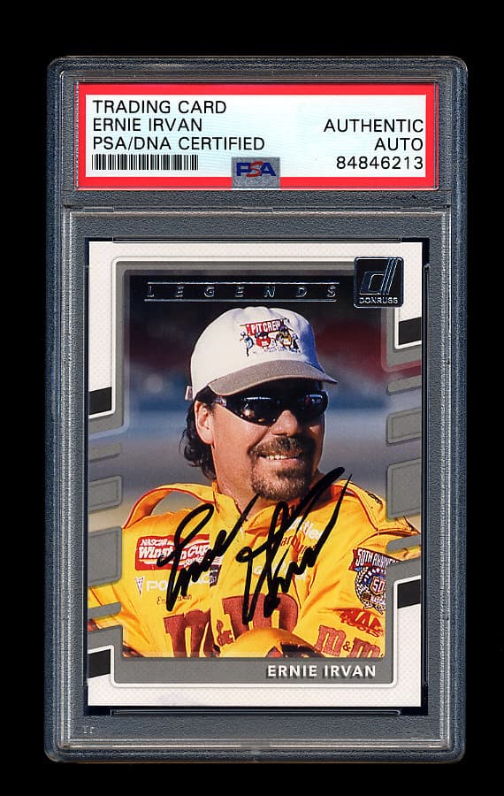 ERNIE IRVAN SIGNED 2018 DONRUSS PANINI NASCAR RACING CARD PSA/DNA AUTOGRAPHED