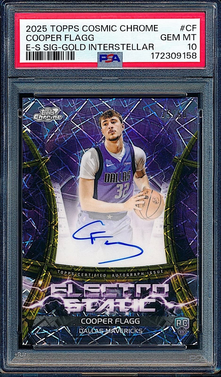 2025-26 Topps Chrome Cosmic Gold Interstellar Auto Cooper Flagg RC /50 PSA 10