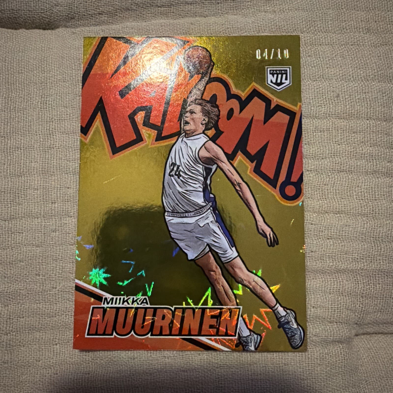 Miikka Muurinen kaboom Gold #8 2025 Panini Signature Series 04/10 NIL Razorbacks
