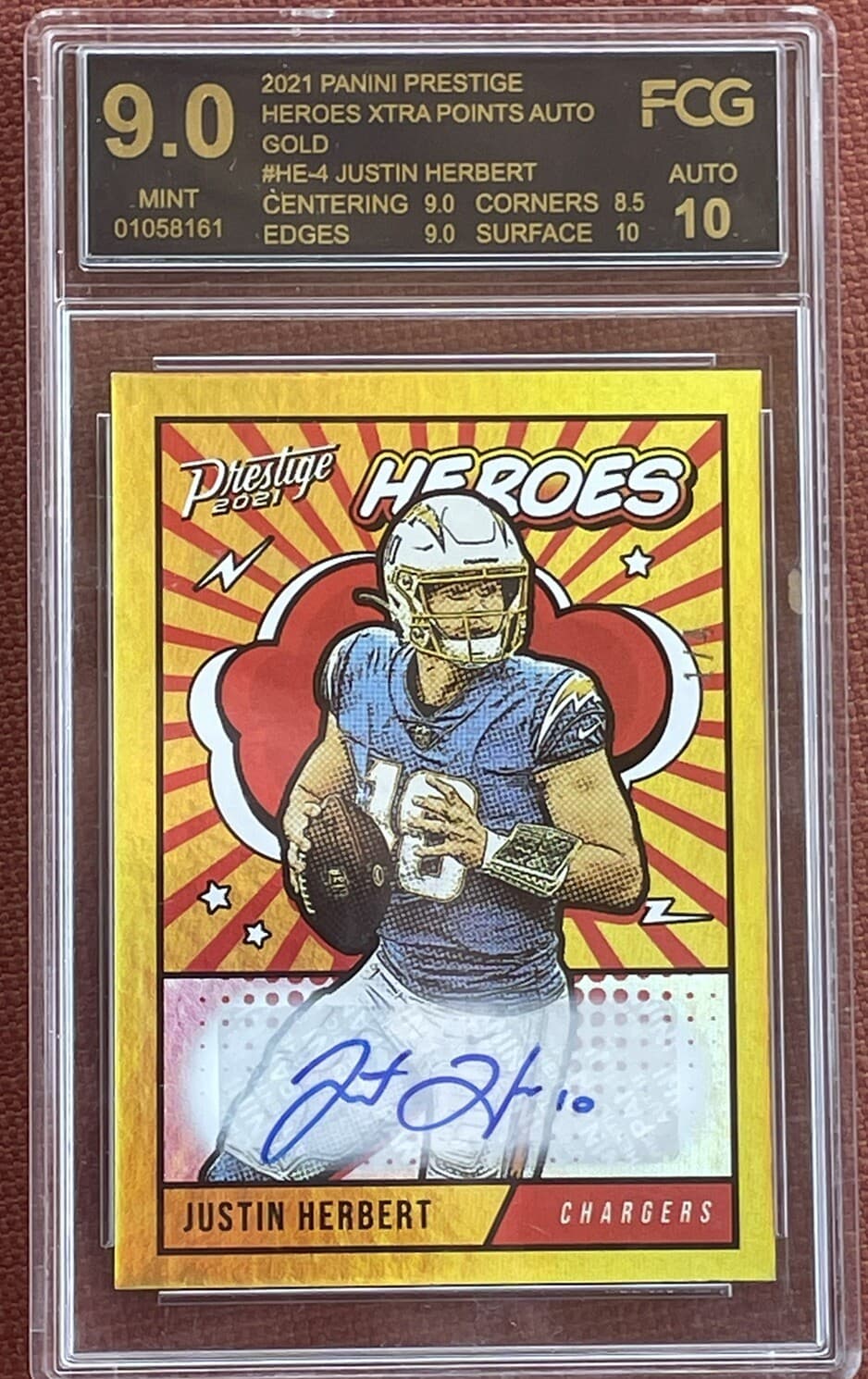 2021 Prestige Justin Herbert Gold Heroes 1/4  SSP FGC Mint 9 Auto 10 1/1 Ebay