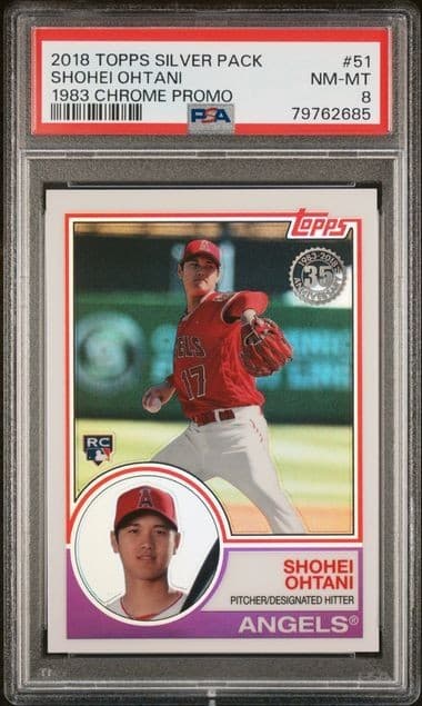 2018 Topps Shohei Ohtani Silver Pack RC 1983 Chrome Promo #51 Angels PSA 8