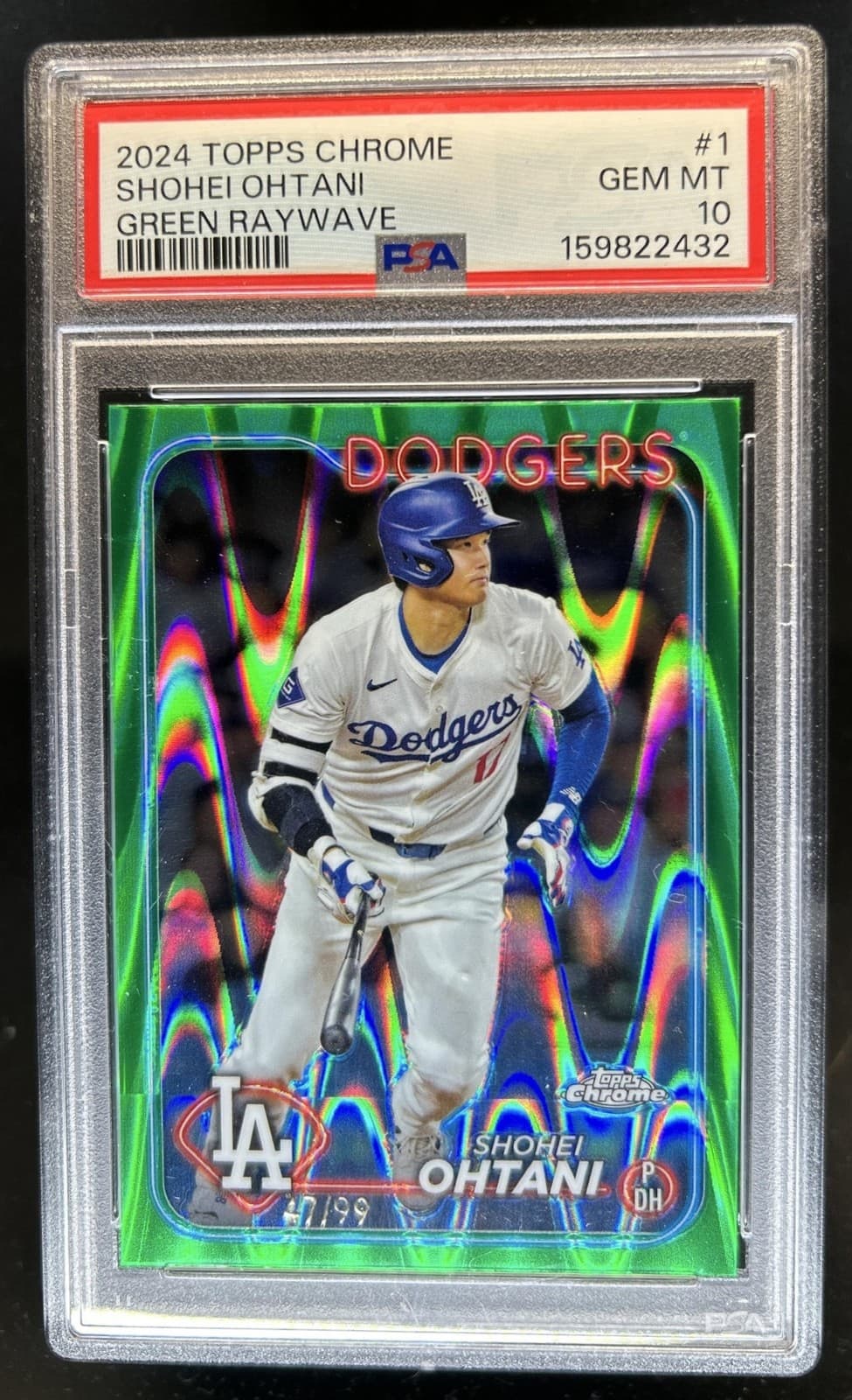 2024 Topps Chrome Shohei Ohtani Green Raywave Refractor #/99 Dodgers PSA 10